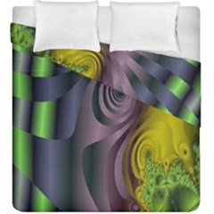 Fractal In Purple Gold And Green Duvet Cover Double Side (king Size) by Simbadda