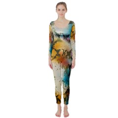 Abstract Color Splash Background Colorful Wallpaper Long Sleeve Catsuit by Simbadda