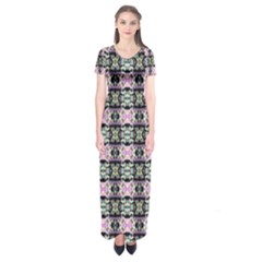 Colorful Pixelation Repeat Pattern Short Sleeve Maxi Dress by Nexatart