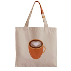 Artin Coffee Chocolate Brown Heart Love Zipper Grocery Tote Bag by Mariart