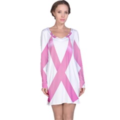 Breast Cancer Ribbon Pink Long Sleeve Nightdress by Mariart