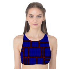 Line Plaid Red Blue Tank Bikini Top by Mariart