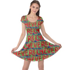 Typographic Graffiti Pattern Cap Sleeve Dresses by dflcprintsclothing