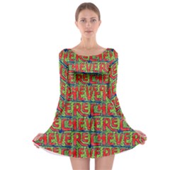 Typographic Graffiti Pattern Long Sleeve Skater Dress by dflcprintsclothing