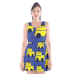 A Fun Cartoon Taxi Cab Tiling Pattern Scoop Neck Skater Dress by Nexatart