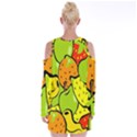 Digitally Created Funky Fruit Wallpaper Velvet Long Sleeve Shoulder Cutout Dress View2