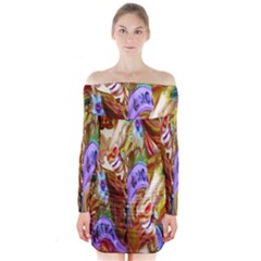 3 Carousel Ride Horses Long Sleeve Off Shoulder Dress by Nexatart