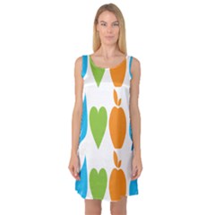 Fruit Apple Orange Green Blue Sleeveless Satin Nightdress by Mariart