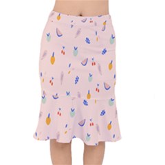 Papaya Apple Cherry Wine Fruit Pink Purple Mermaid Skirt by Mariart