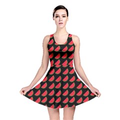 Watermelon Slice Red Black Fruite Reversible Skater Dress by Mariart