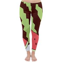 Watermelon Slice Red Green Fruite Circle Classic Winter Leggings by Mariart