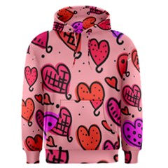 Valentine Wallpaper Whimsical Cartoon Pink Love Heart Wallpaper Design Men s Pullover Hoodie by Nexatart