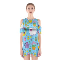 Cute Easter Pattern Shoulder Cutout One Piece by Valentinaart