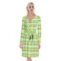 Colorful Happy Easter Theme Pattern Long Sleeve Velvet Front Wrap Dress View1