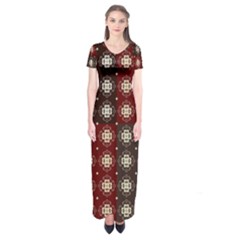 Decorative Pattern With Flowers Digital Computer Graphic Short Sleeve Maxi Dress by Nexatart