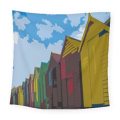 Brightly Colored Dressing Huts Square Tapestry (large) by Nexatart