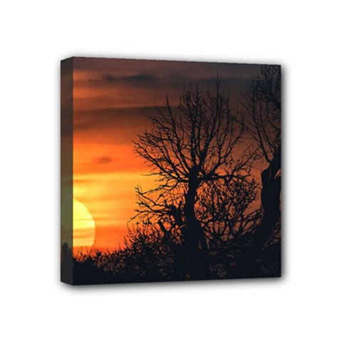 Sunset At Nature Landscape Mini Canvas 4  X 4  by dflcprints