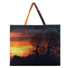 Sunset At Nature Landscape Zipper Large Tote Bag by dflcprints