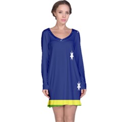 Flag Star Blue Green Yellow Long Sleeve Nightdress by Mariart