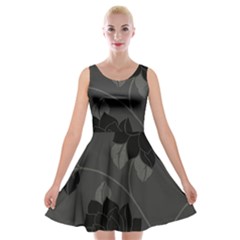 Flower Floral Rose Black Lola Flock Velvet Skater Dress by Mariart