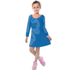 Hibiscus Sakura Classic Blue Kids  Long Sleeve Velvet Dress by Mariart