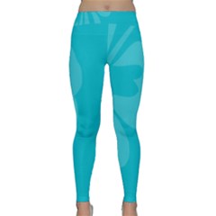 Hibiscus Sakura Scuba Blue Classic Yoga Leggings by Mariart