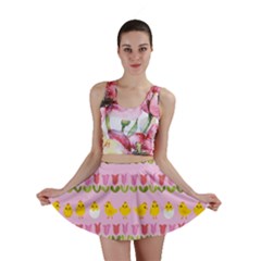 Easter - Chick And Tulips Mini Skirt by Valentinaart