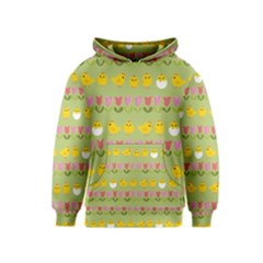 Easter - Chick And Tulips Kids  Pullover Hoodie by Valentinaart