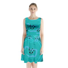 Xray Worms Fruit Apples Blue Sleeveless Chiffon Waist Tie Dress by Mariart