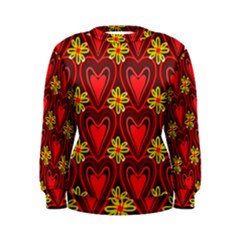 Digitally Created Seamless Love Heart Pattern Women s Sweatshirt by Nexatart