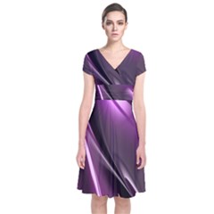 Fractal Mathematics Abstract Short Sleeve Front Wrap Dress by Nexatart