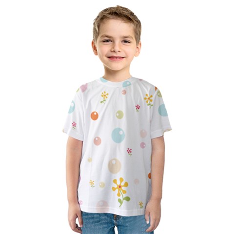 Flower Floral Star Balloon Bubble Kids  Sport Mesh Tee by Mariart