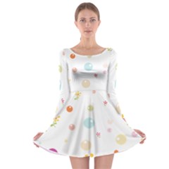 Flower Floral Star Balloon Bubble Long Sleeve Skater Dress by Mariart