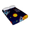 Rocket Ufo Moon Star Space Planet Blue Circle Fitted Sheet (Full/ Double Size) View2