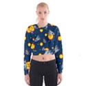 Rocket Ufo Moon Star Space Planet Blue Circle Cropped Sweatshirt View1