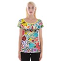 Floral Bee & Ladybug Women s Cap Sleeve Top View1