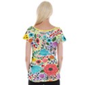 Floral Bee & Ladybug Women s Cap Sleeve Top View2