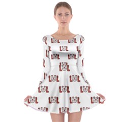 Funny Emoji Laughing Out Loud Pattern  Long Sleeve Skater Dress by dflcprintsclothing