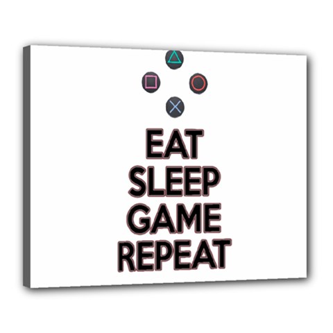 Eat Sleep Game Repeat Canvas 20  X 16  by Valentinaart