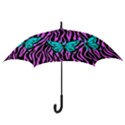 Zebra Stripes Black Pink   Butterfly Turquoise Hook Handle Umbrellas (Medium) View3