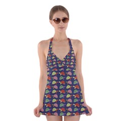 Turtle Pattern Halter Swimsuit Dress by Valentinaart