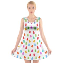 Candy Pattern V-neck Sleeveless Skater Dress by Valentinaart