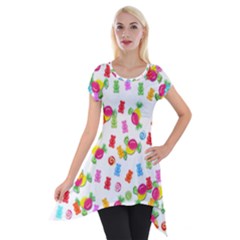 Candy Pattern Short Sleeve Side Drop Tunic by Valentinaart