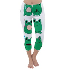 Animals Frog Green Face Mask Smile Cry Cute Capri Winter Leggings  by Mariart