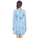 Animals Whale Sunflower Ship Flower Floral Sea Beach Blue Fish Flare Dress View2