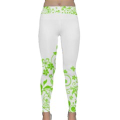 Butterfly Green Flower Floral Leaf Animals Classic Yoga Leggings by Mariart