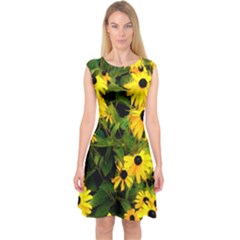 Walking Through Sunshine Capsleeve Midi Dress by dawnsiegler