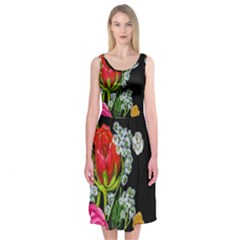 Floral Rhapsody Pt 4 Midi Sleeveless Dress by dawnsiegler