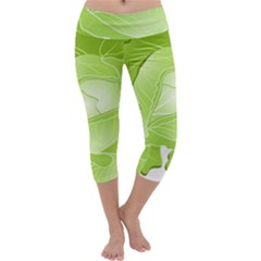 Cabbage Leaf Vegetable Green Capri Yoga Leggings by Mariart