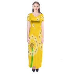 Leaf Flower Floral Sakura Love Heart Yellow Orange White Green Short Sleeve Maxi Dress by Mariart